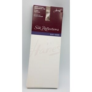 Hanes Silk Reflections Silky Sheer Knee Highs Reinforced Toe Town Taupe - 2 Pair